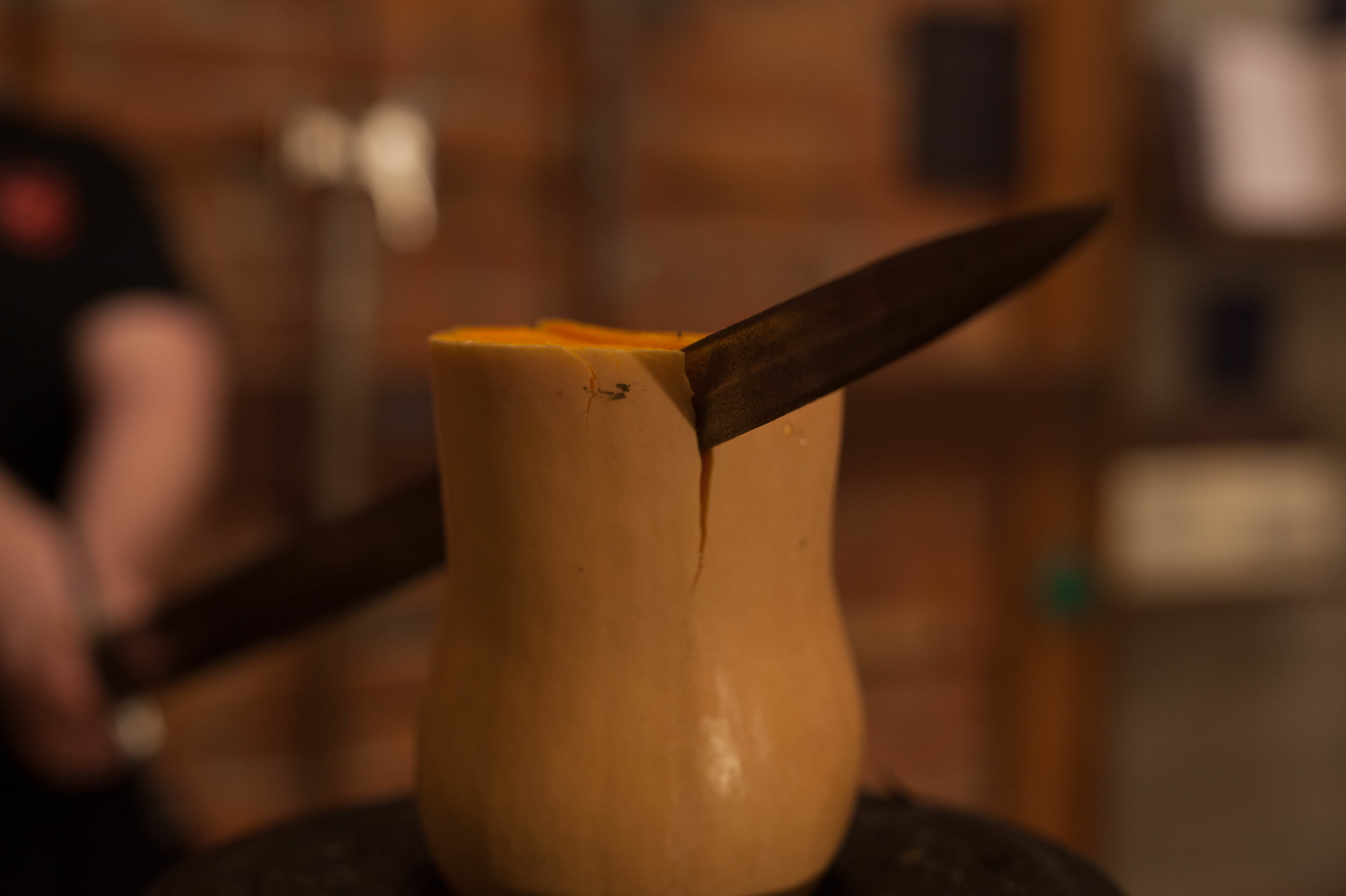 Cutting squash with a sword