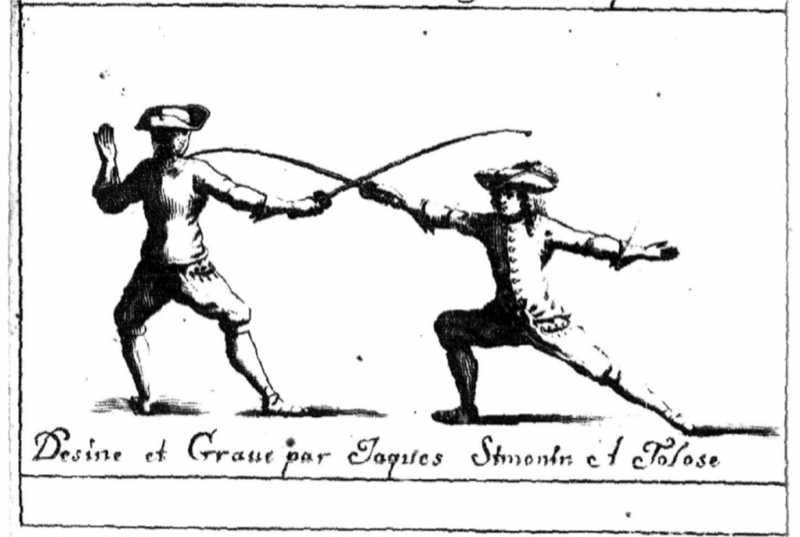 Fencing lunge from Labat's 1696 manual