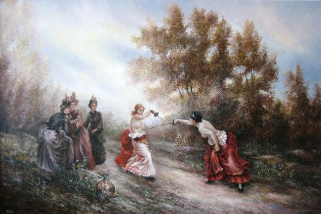 Illustration of the Liechtenstein duel between Princess and Countess