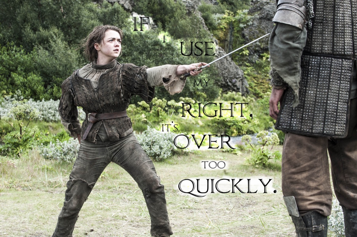 Left-handed sword fighter in action