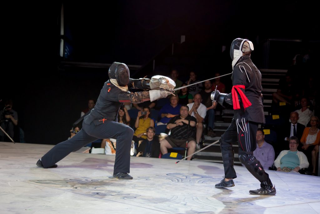 Fencer in guard position