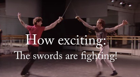 Stage combat sword fighting demonstration