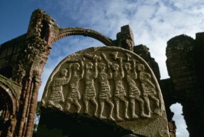 Gravestone depicting a Viking raid