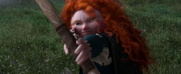 Princess Merida from Pixar's Brave drawing her bow