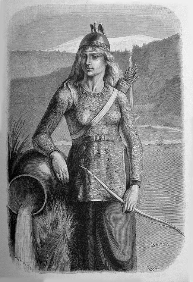 Artwork depicting Skadi, Norse goddess of archery and winter