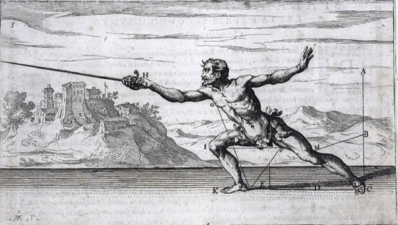 The lunge from Ridolfo Capoferro's Gran Simulacro (1610)