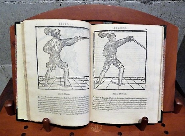 Historical fight manual showing sword fighting illustrations